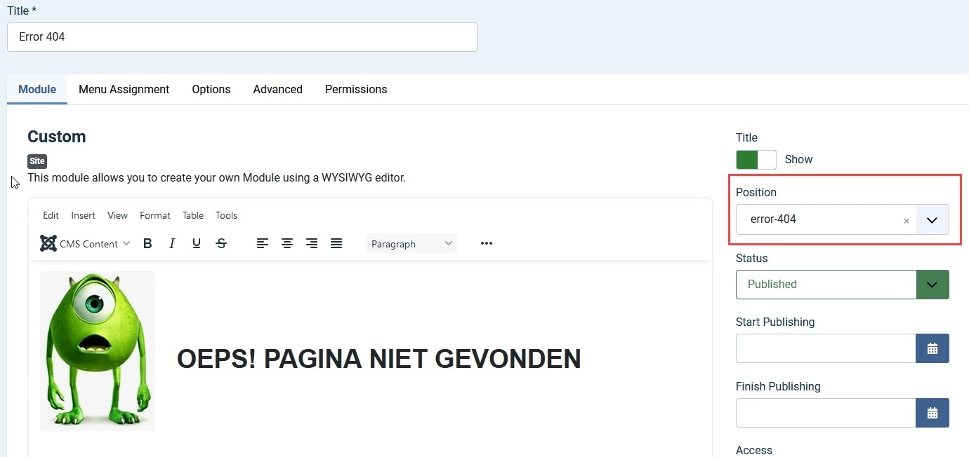 Joomla 5 - 404 error module