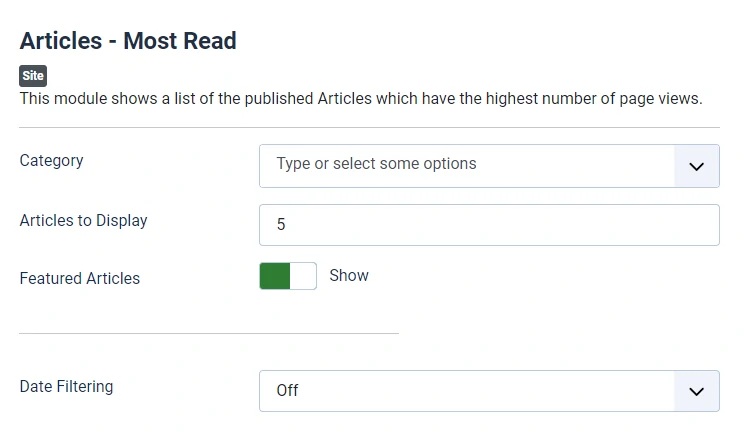 Joomla module articles popular