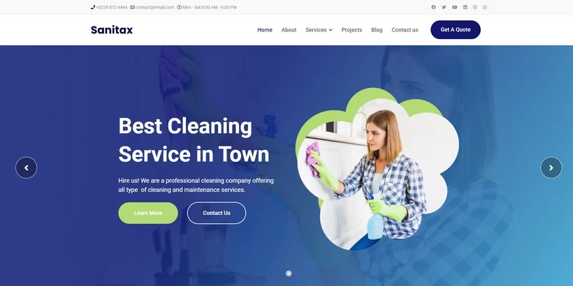 Sanitax - Professional Cleaning Services Joomla 4 Template