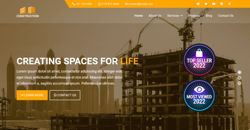 Construction - Template Joomla 4 avec Sites Web Préconstruits