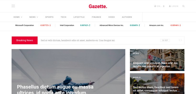 Gazette - Joomla template news and magazine