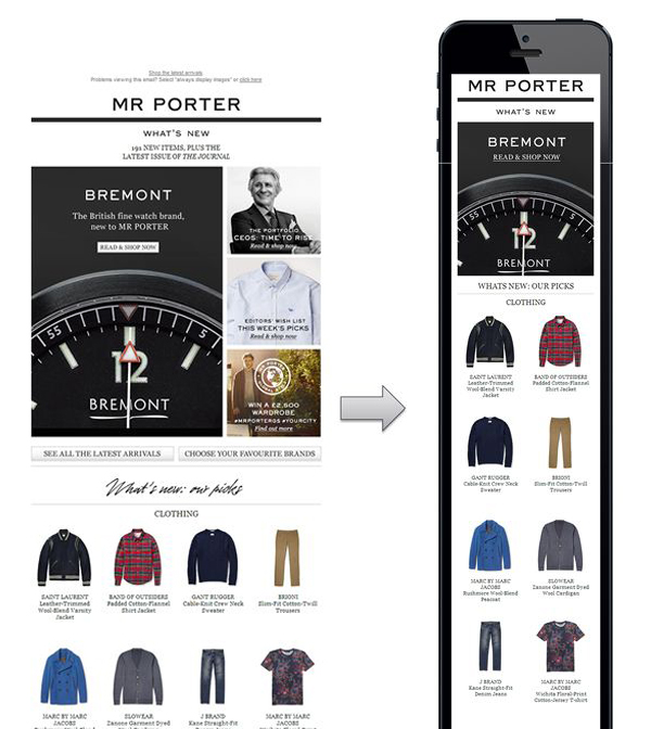 MrPorter Newsletter responsive design