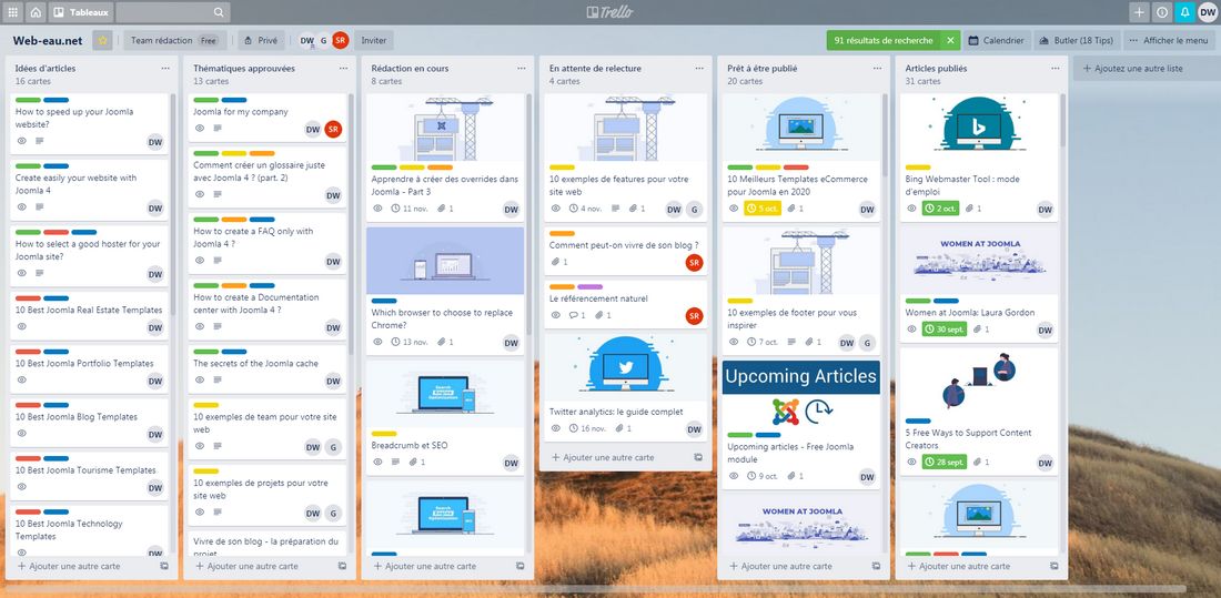 Trello as content calendar