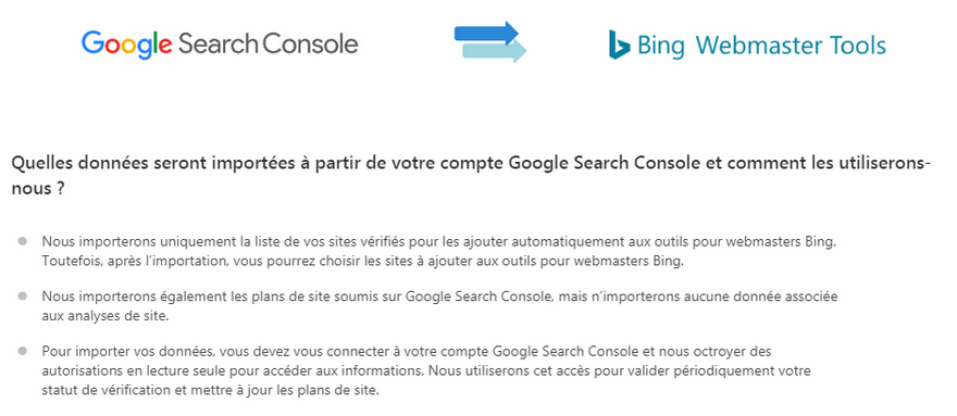 BWT - Import compte Google Search Console avertissement