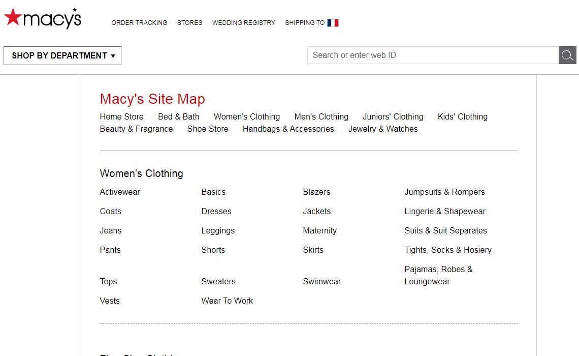 Plan du site Macy's