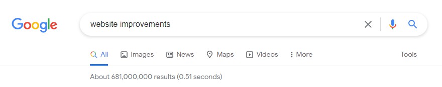 website improvements search on Google