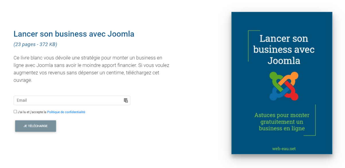 Téléchargement livre blanc AcyMailing Joomla - télécharger un fichier avec une adresse e-mail