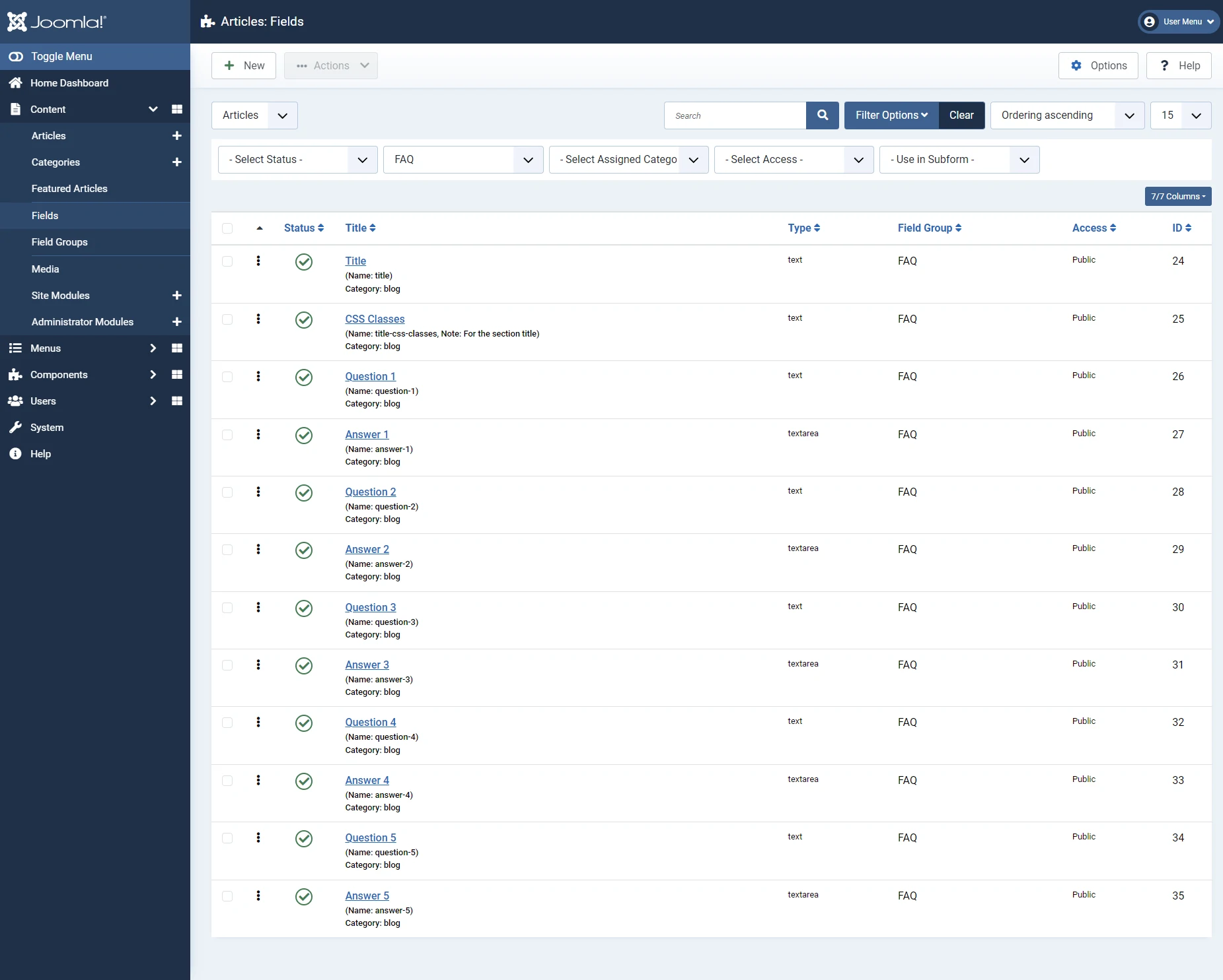 Create the custom fields