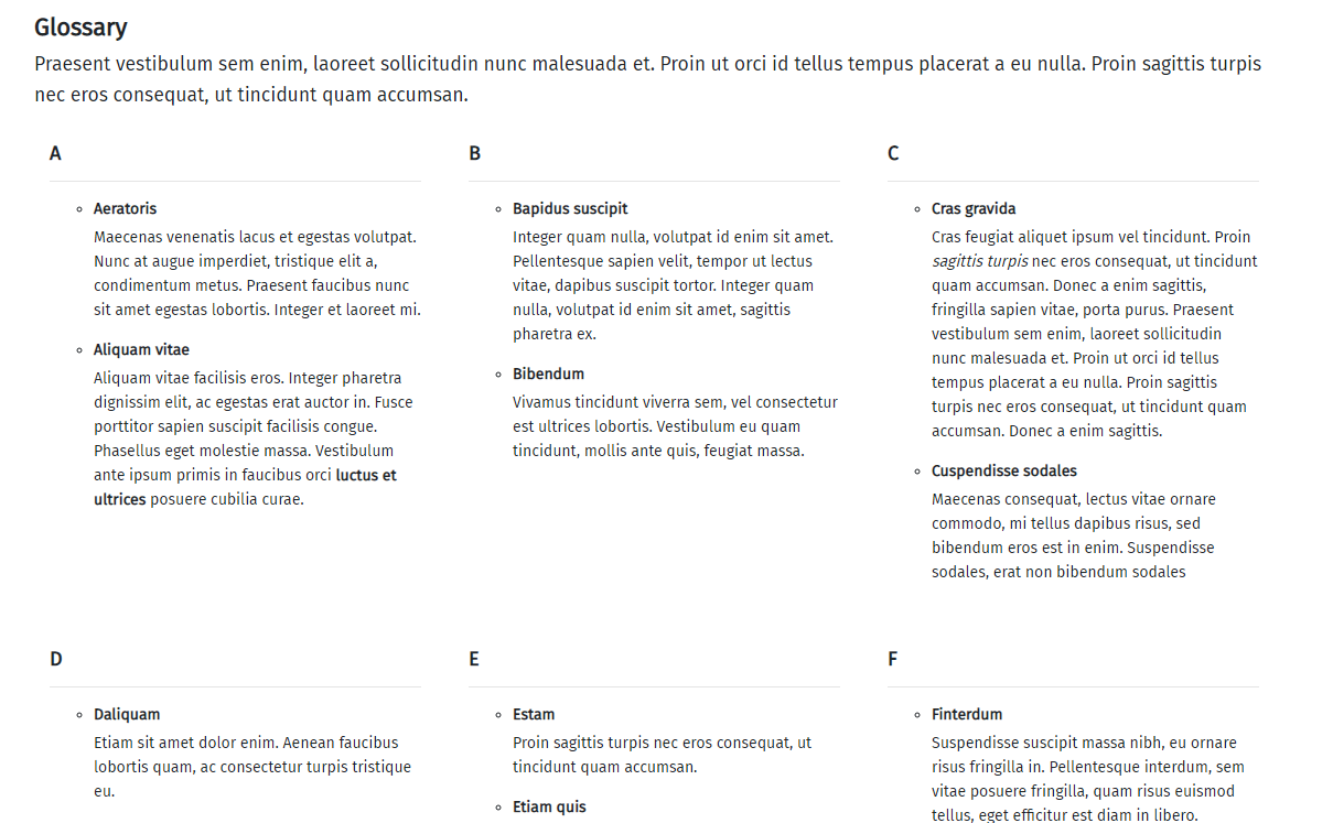 How to create a glossary with Joomla