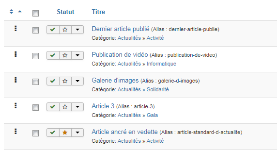 Mise en vedette d'un article dans Joomla