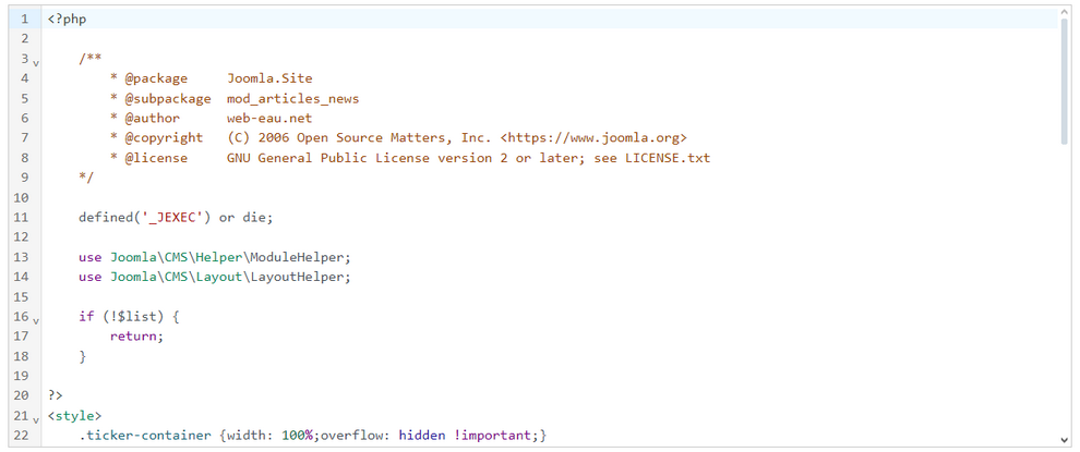 News ticker Joomla editor