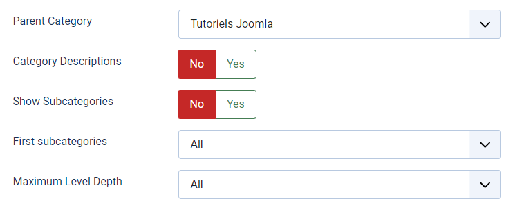 Categories list documentation