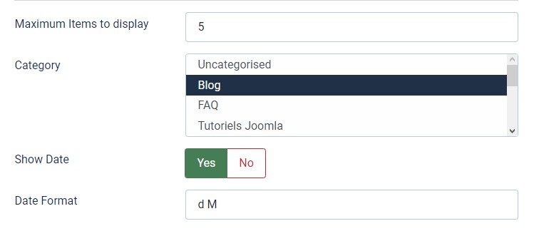 Upcoming articles parameters