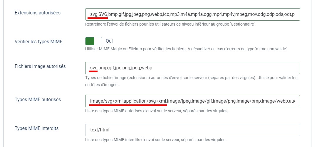 Ajouter les SVG aux fichiers médias dans Joomla 4