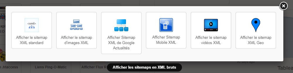 Les différents fichiers Sitemap.xml