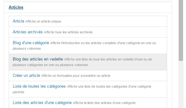 Article en vedette Joomla
