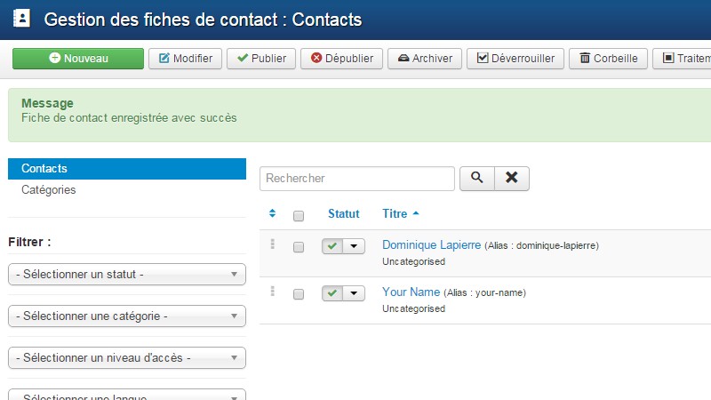 Page contact Joomla