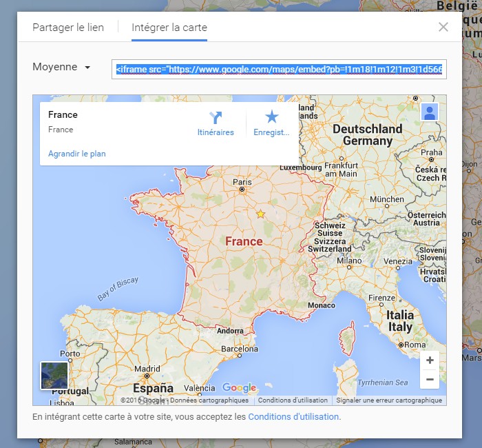 Afficher une carte Google dans un article