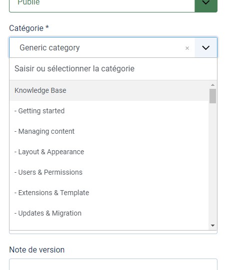 Choix catégories d'article dans Joomla 3
