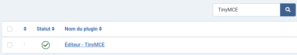 Recherche plugin TinyMCE